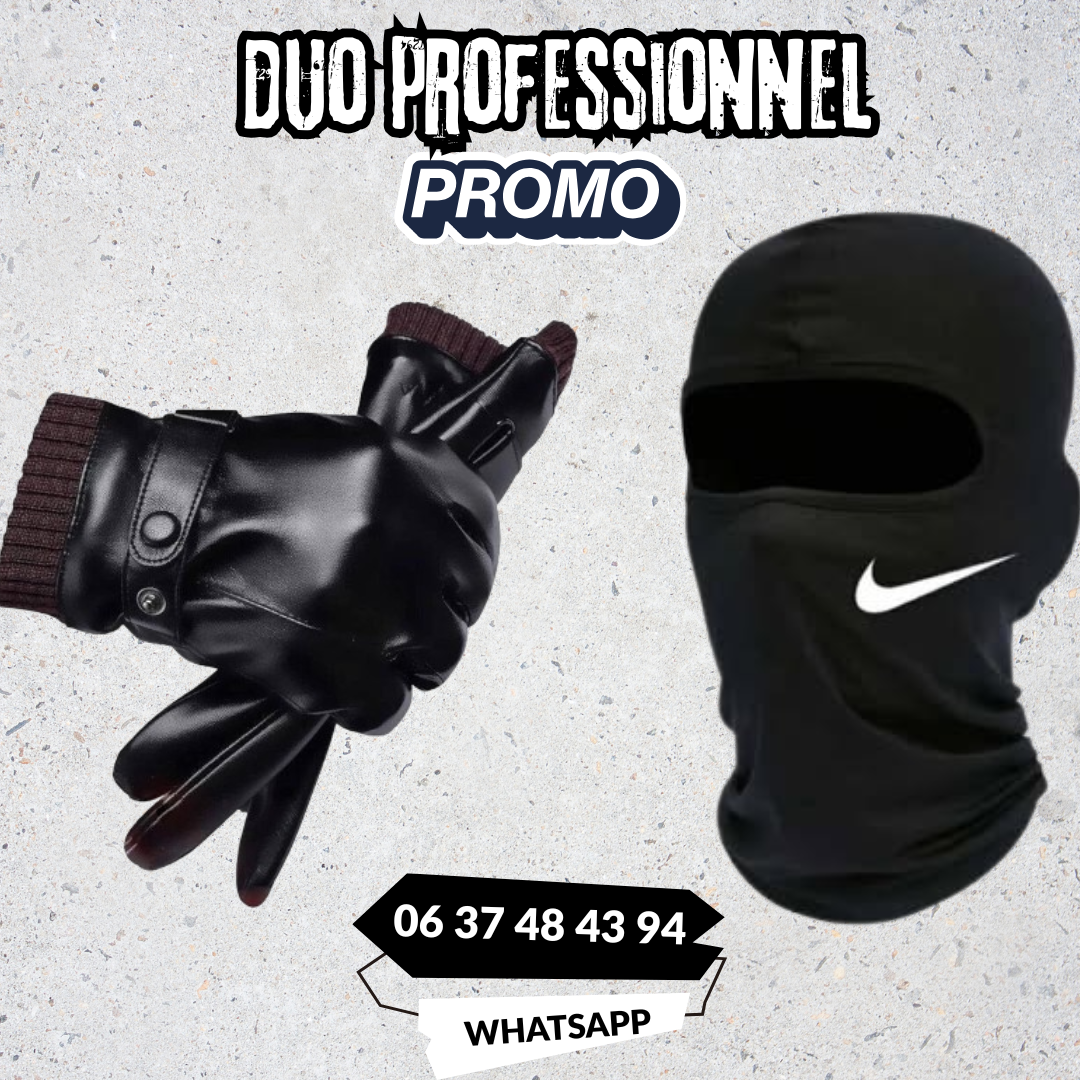 الثنائي المثالي لراكبي الدراجات النارية والراجلين : قفازات جلدية مع قناع كاكول احترافي