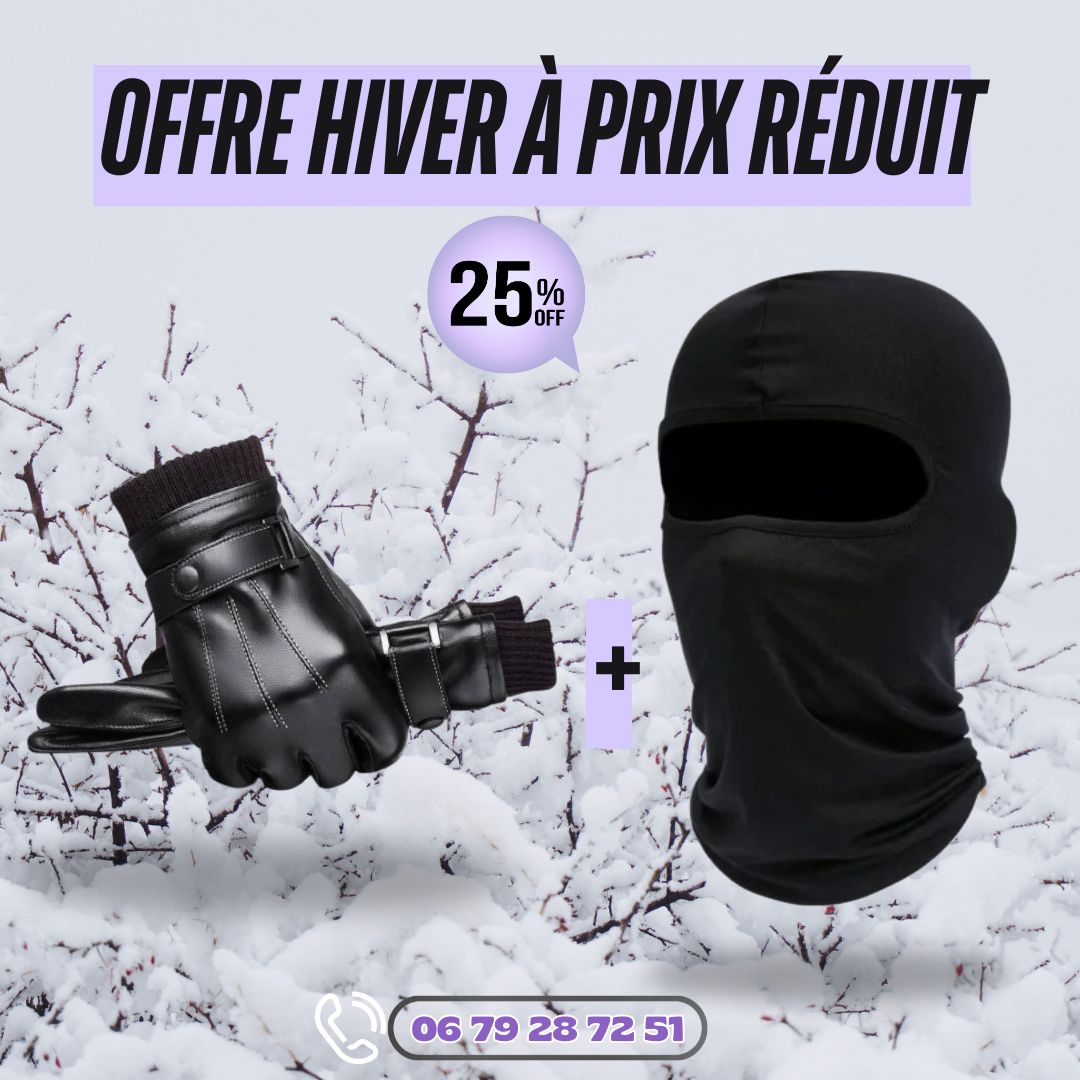 الثنائي المثالي للحماية من البرد :  قفازات جلدية مع قناع كاكول احترافي