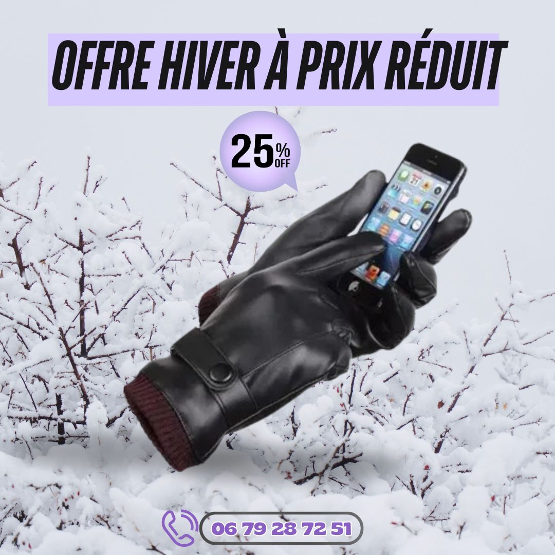 قفازات أنيقة دافئة مبطنة من الداخل مع تقنية استعمال الهاتف