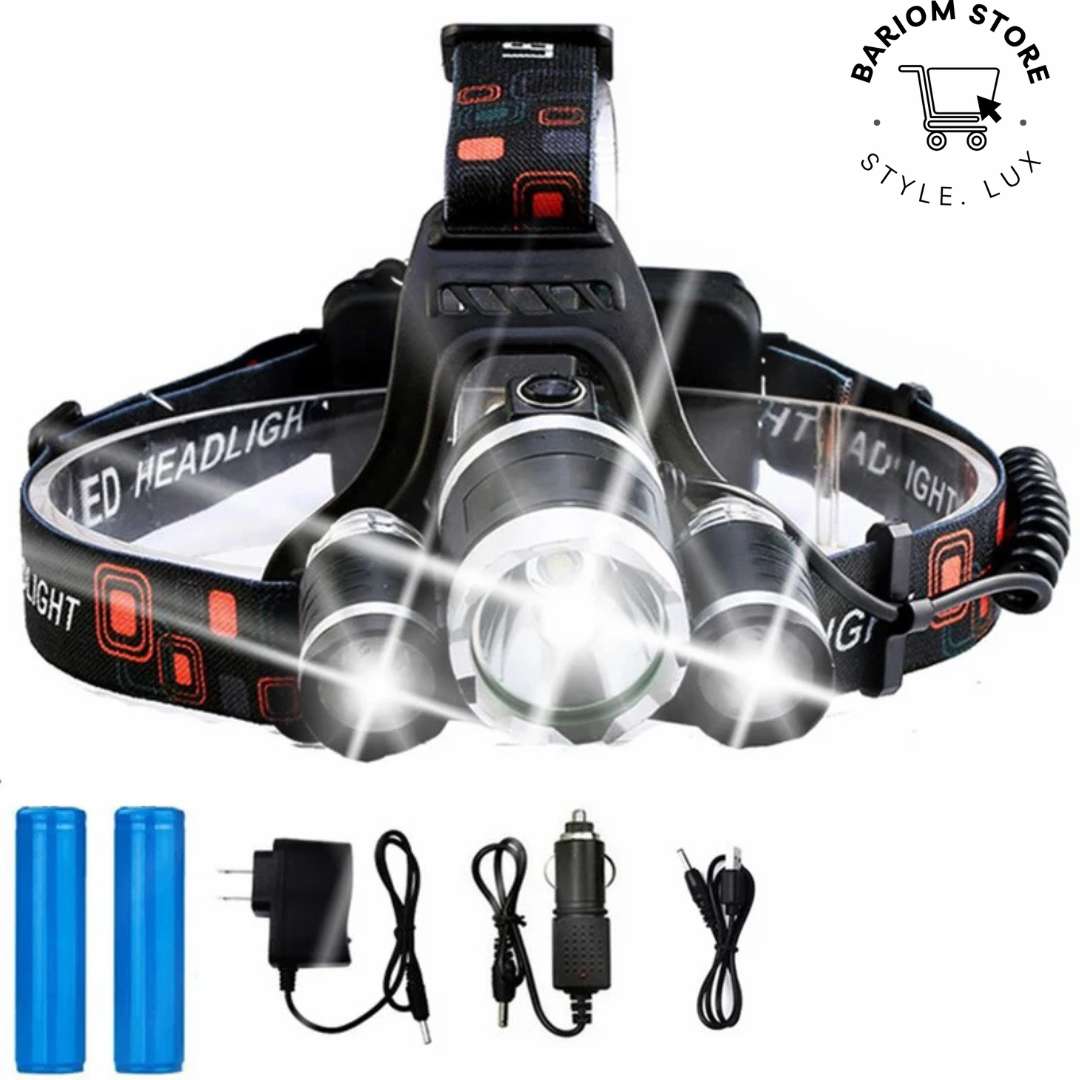 مصباح أمامي فائق السطوع ومقاوم للماء للتويتشيز مع أربعة أوضاع اضائة، بطارية 18650، للتخييم، والصيد، وصيد الأسماك