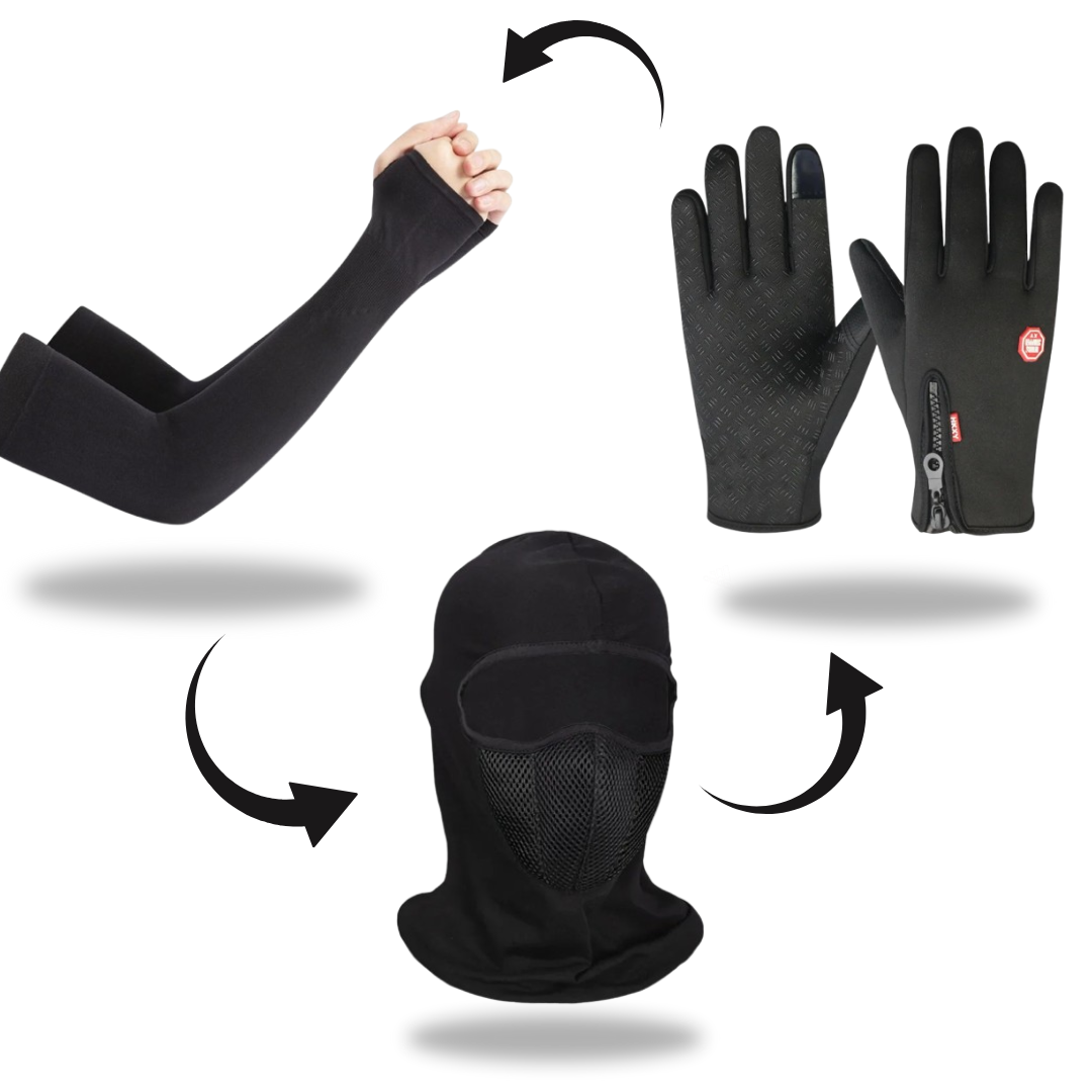 حماية شاملة من البرد مع عرض الاكثر مبيعا كاكول احترافي + قفاز عازل للماء + واقي الذراع من البرد القارس